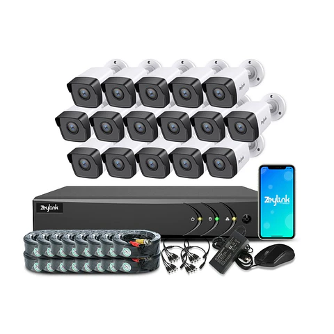 Kit Dvr 16 Cámaras De Vigilancia Cctv 5Mp Calidad Profesional Para Casas Y Negocio