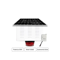 Sirena Solar Inalámbrica Alta Potencia 30W 128Db Exterior Para Alarmas 4G Gsm