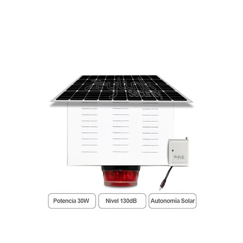 Sirena Solar Inalámbrica Alta Potencia 30W 128Db Exterior Para Alarmas 4G Gsm
