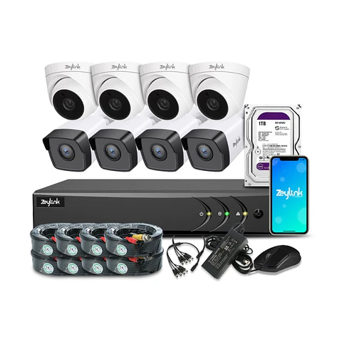 Kit Camaras De Seguridad Cctv Profesional 5Mp + 4 Domo + 4 Bala + Disco 1Tb