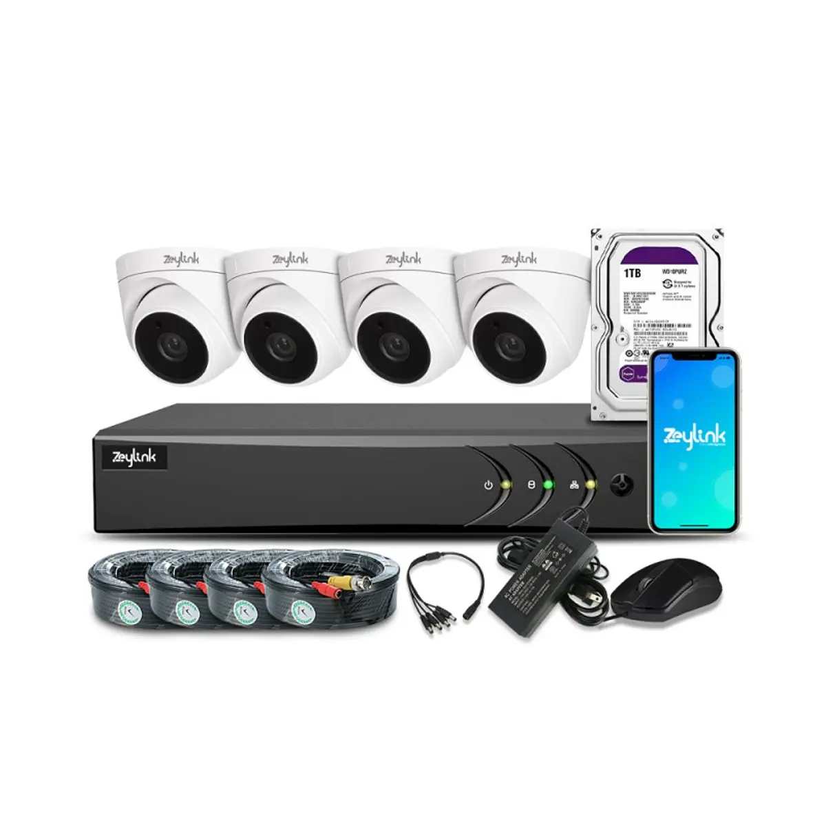 Kit Dvr 5Mp + 4 Camaras De Vigilancia De Alta Resolucion + Disco De 1Tb