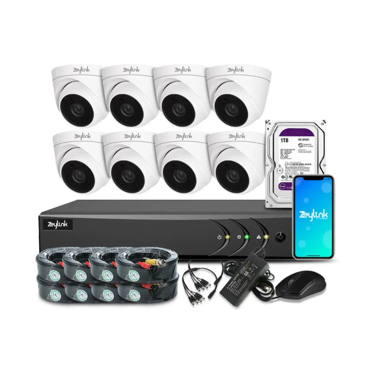 Kit De Vigilancia Dvr Profesional 8 Camaras De Seguridad 5Mp Con Disco 1Tb