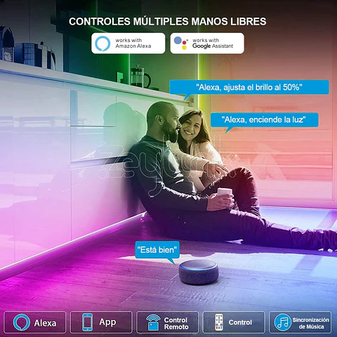 Tira Cinta Luz Led 5 Mt Zeylink Rgb Música Wifi Alexa Google