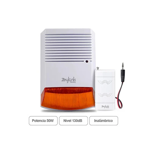 Sirena Inalámbrica Exterior Alarma Anti Sabotaje 130Db 50W Alta Potencia