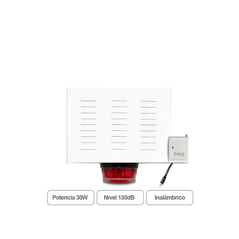 Sirena Inalámbrica Exterior Caja Metálica Baliza 30W Para Alarmas 4g Gsm