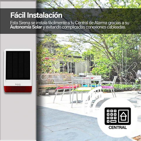 Sirena Solar Exterior 120Db Inalámbrica 433 Mhz Autónoma Para Alarmas