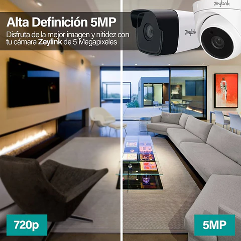 Kit De Vigilancia Dvr 2 Camaras Domo + 2 Bala Exterior 5Mp Maxima Difinicion + Dd 1Tb