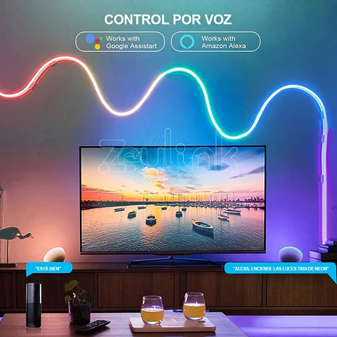 Tira Cinta Luces De Neon Wifi Zeylink Led Rgb 5 Mt App
