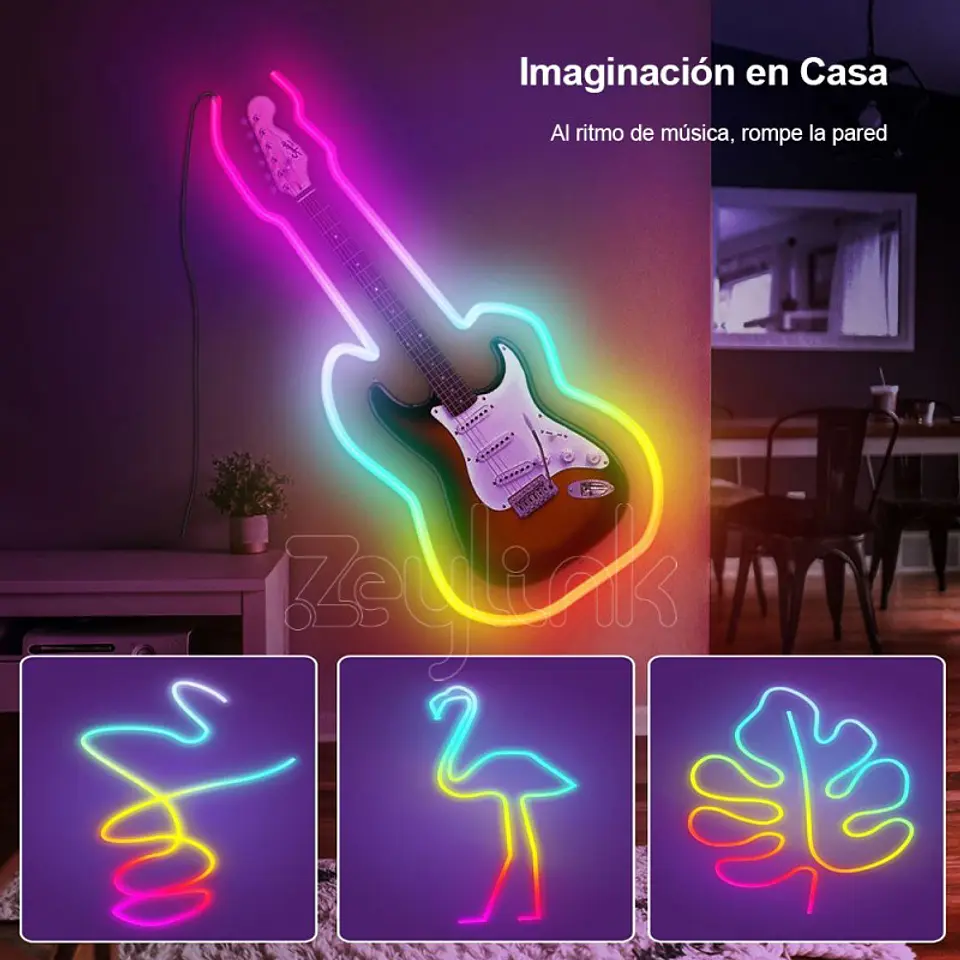 Tira Cinta Luces De Neon Wifi Zeylink Led Rgb 5 Mt App 3