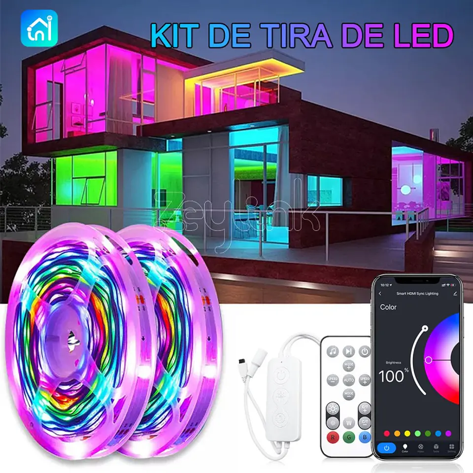 Tira Cinta Luz Led 5 Mt Zeylink Rgb Música Wifi Alexa Google 6
