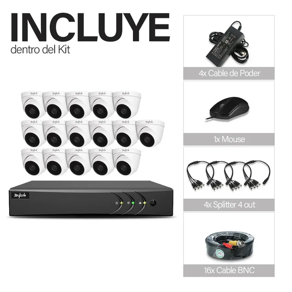 Kit Cctv Dvr Zeylink 16 Cámaras De Seguridad Domo 2Mp Para Casa Negocio Alta Difinicion Profesional 8