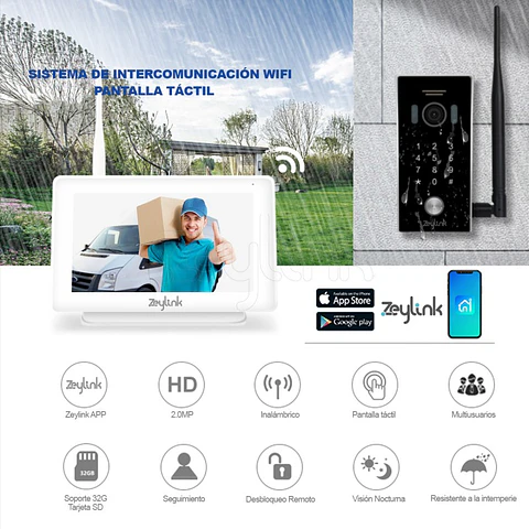 Video Portero con Monitor Inalambrico Larga Distancia App Zeylink