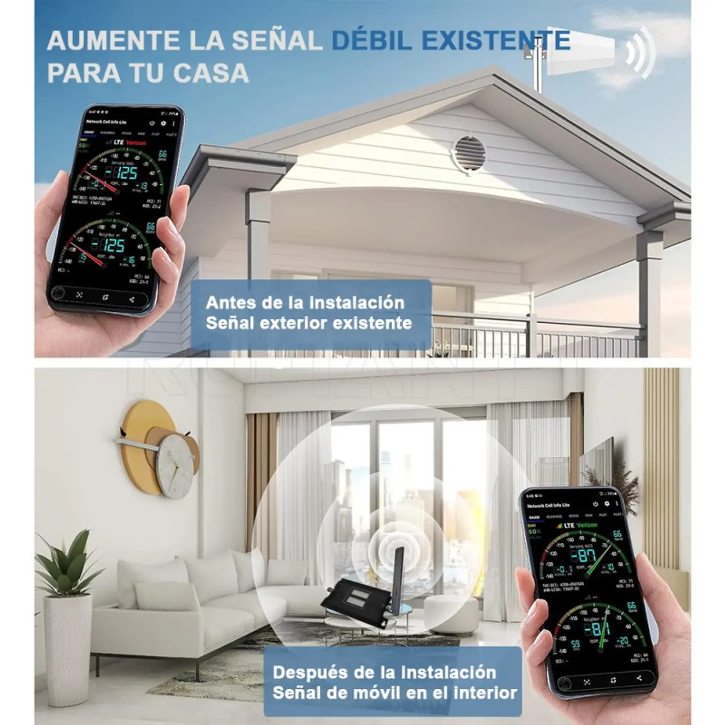 Kit Amplificador Repetidor De Señal Celular Gsm + 3G Entel Movistar Claro 850-1900 Mhz Certificado 5