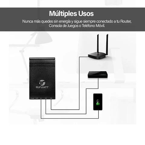 Mini Ups 10.400mAh Powerbank Portatil Para Celular, Camara, Alarma, USB 5-9-12V