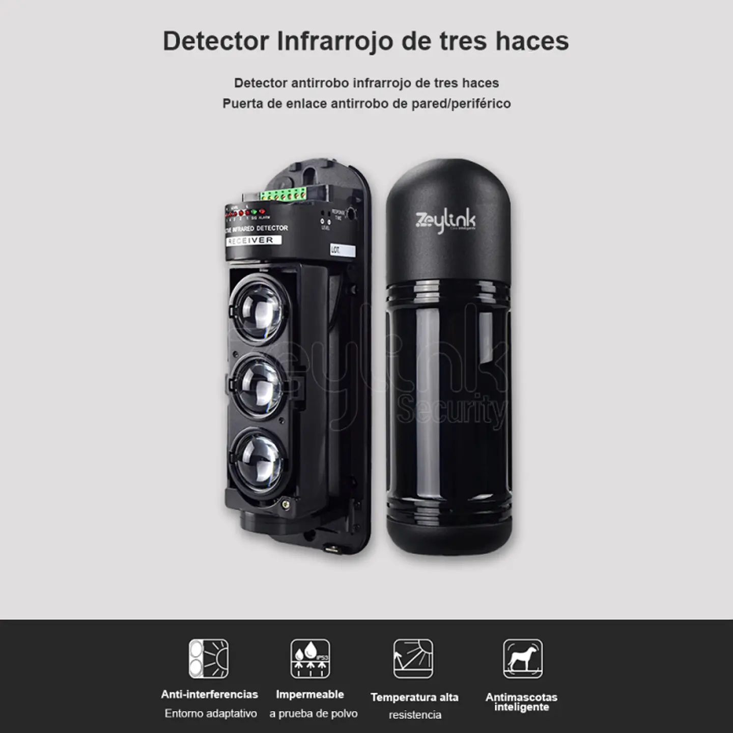 Sensor Barrera Perimetral Largo alcance 200 Mts 3 Haz Exterior Alámbrico 4