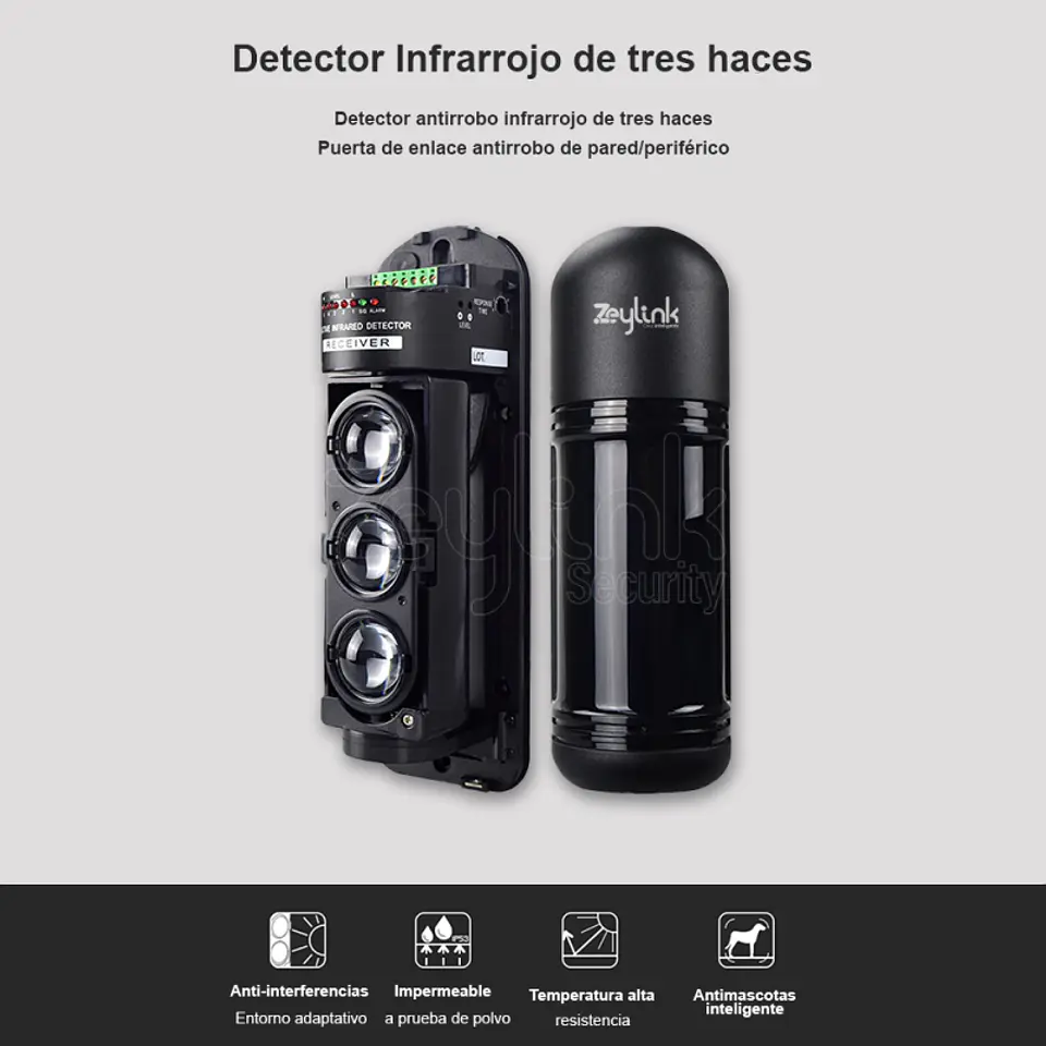 Sensor Barrera Perimetral Largo alcance 200 Mts 3 Haz Exterior Alámbrico 4