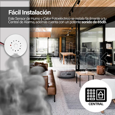Detector De Humo Y Calor Fotoeléctrico Alámbrico Para Alarmas