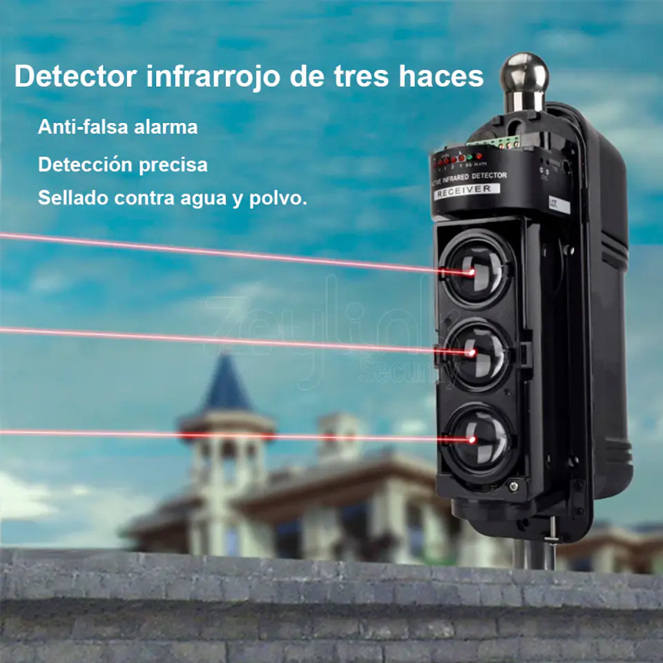 Sensor Barrera Perimetral Largo alcance 200 Mts 3 Haz Exterior Alámbrico 7