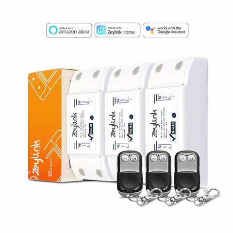 Interruptor Inteligente Wifi + Control Remoto App Zeylink Alexa Google Pack 3 U.