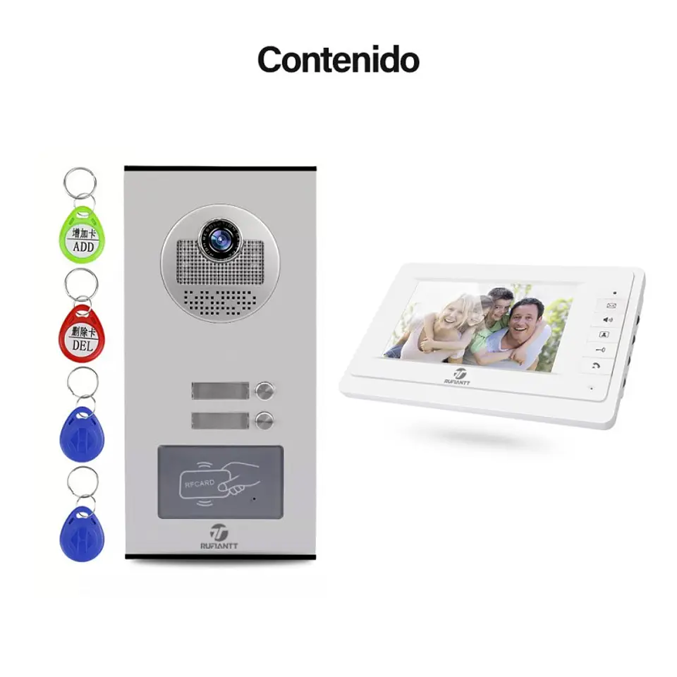 Kit Videoportero Para 2 Casas + 1 Monitor Interior 7