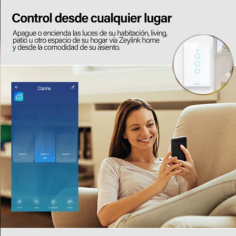 Interruptor Inteligente Wifi 3 Canales Con Neutro Touch Alexa Google