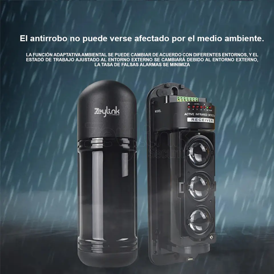 Sensor Barrera Perimetral Largo alcance 200 Mts 3 Haz Exterior Alámbrico 8
