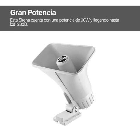 Sirena 90W 220V 2 Tonos 8" Para Alarmas Exterior Interior 