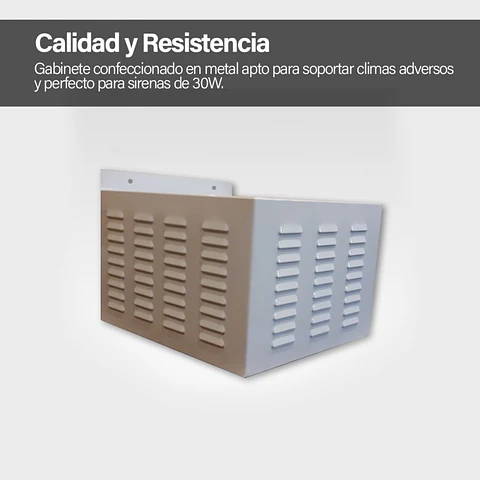 Gabinete Metálico Para Sirena 30 Watts De Alarma Caja Color Blanco