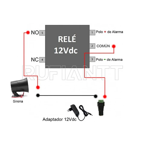 Relé 12Vdc Para Sirena, Alarma, Cerradura, Control Acceso
