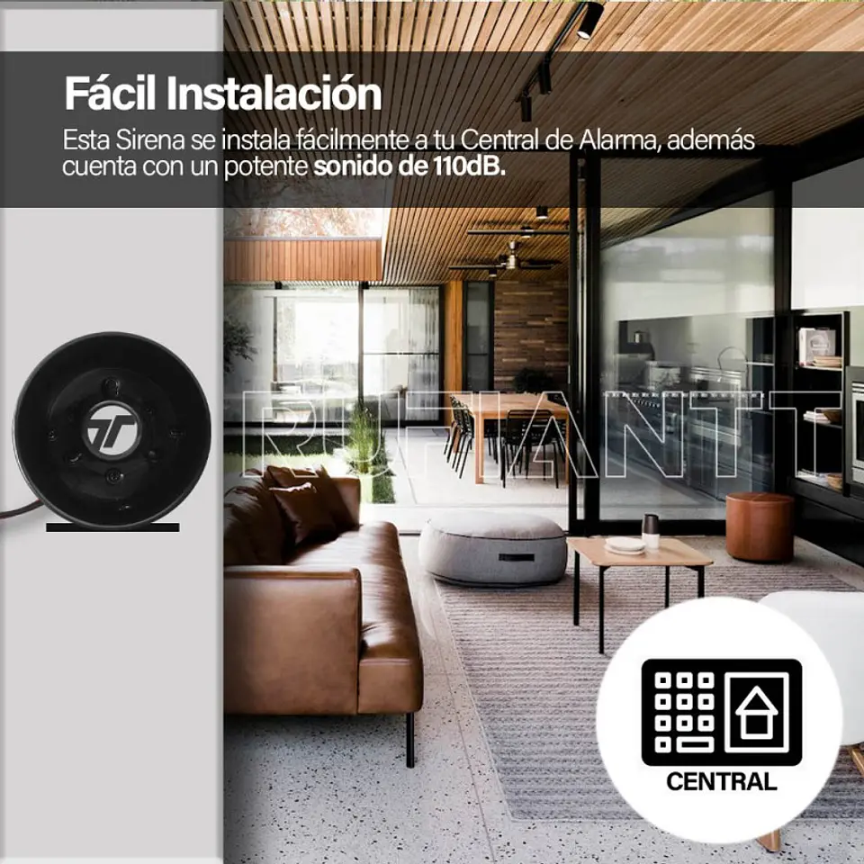 Sirena 15W 12Vdc Tipo Megafono 1 Tono Negro Para Alarmas Gsm Exterior Interior 2