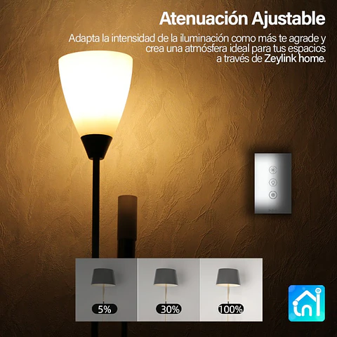 Interruptor Dimmer inteligente  Wifi De Pared Simple Google Alexa Zeylink