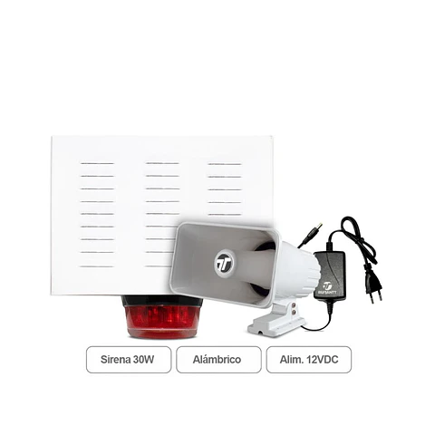 Sirena 12V Alta Potencia Para Casa 30W Alarma Exterior + Baliza + Gabinete