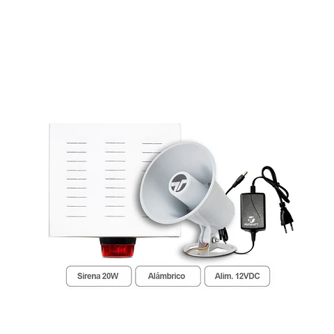 Sirena 12V Para Alarma De Casa Exterior 20 Watts + Baliza + Caja Metálica
