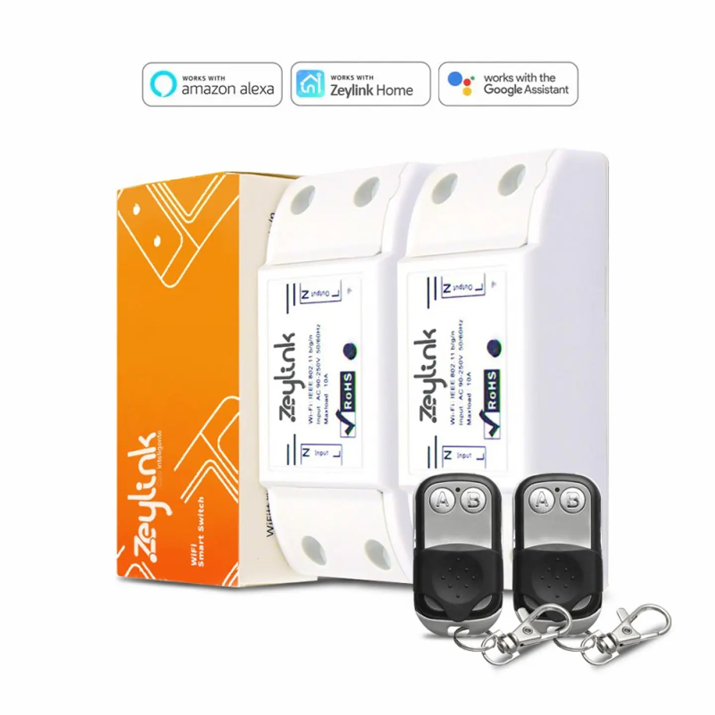 Interruptor Wifi Zeylink + Control Remoto Alexa Google Home Pack 2 U. 1