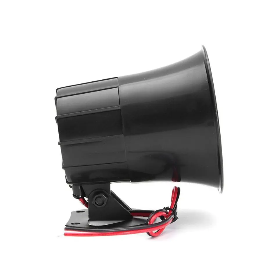 Sirena 15W 12Vdc Tipo Megafono 1 Tono Negro Para Alarmas Gsm Exterior Interior 3