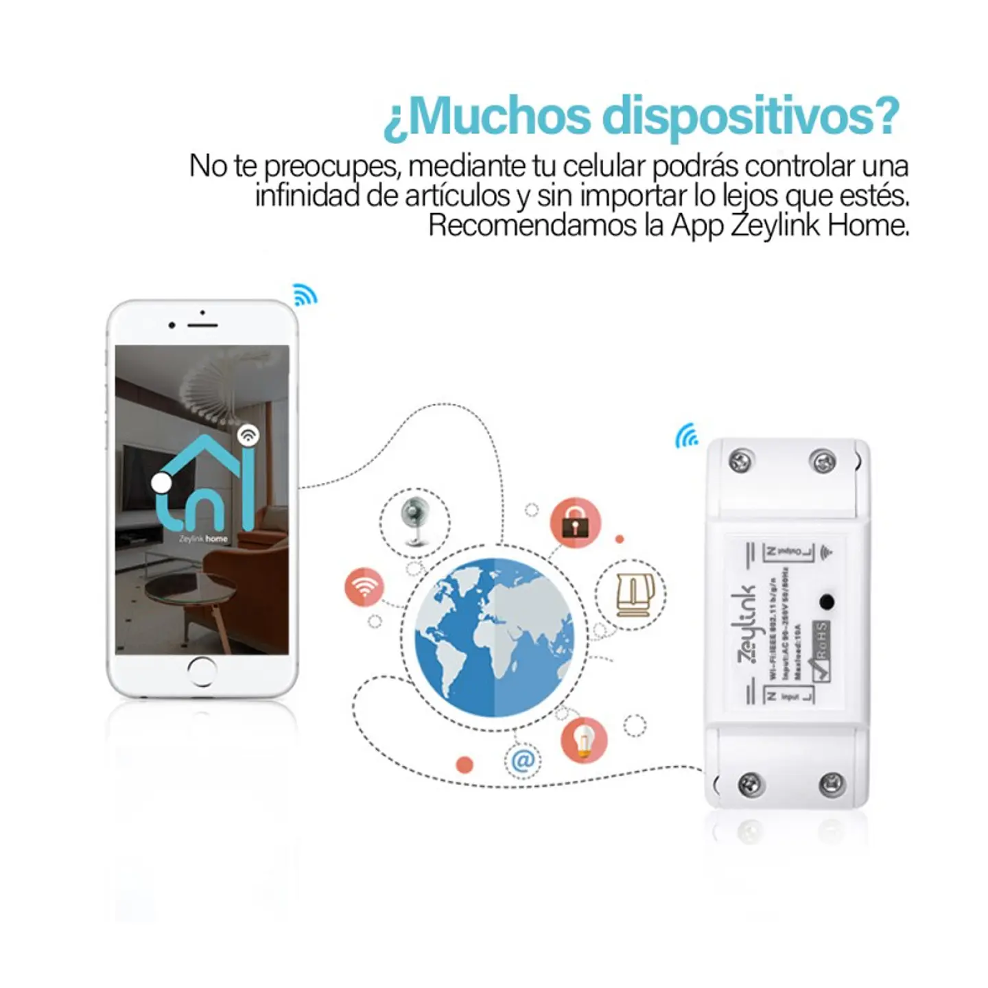 Pack 6 Interruptor Switch Electrico Wifi Zeylink Control Celular Zeylink 5