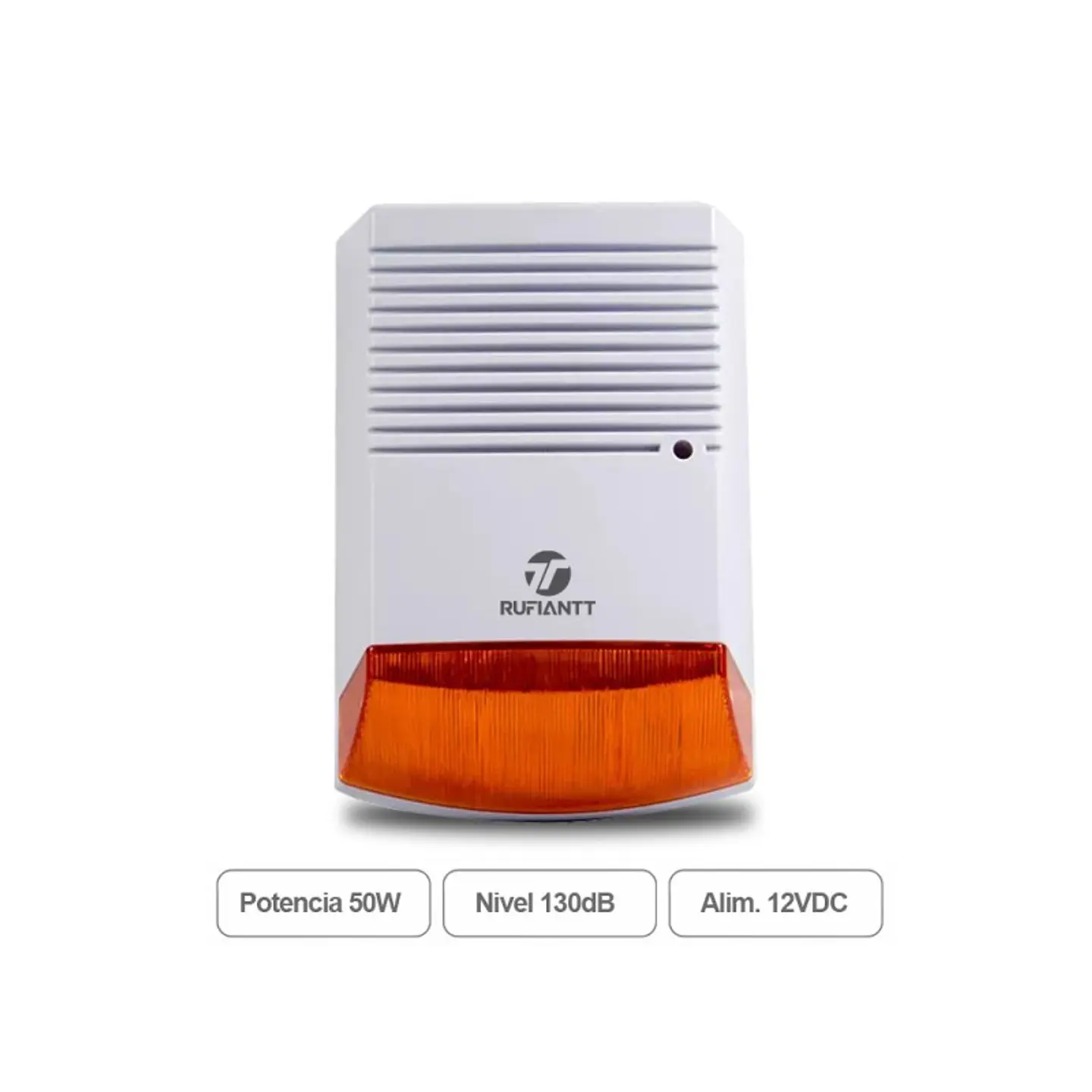 Sirena 50W 130db Alta Potencia En Sonido + Luz Para Alarmas Exterior Interior 1