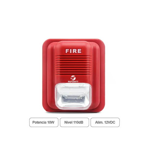 Sirena Incendio Alarma Emergencia Evacuación Con Luz Estroboscópica