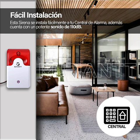 Sirena 12v Alarma Robo Incendio Alámbrica Con Baliza Led Roja Emergencia
