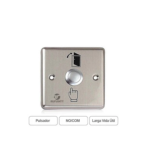 Pulsador Botón Metal Acero Inoxidable Control Puerta Acceso Salida No-Com