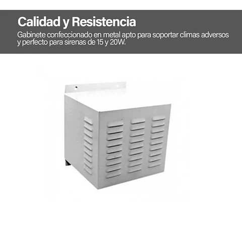 Caja Gabinete Para Sirena Sonora 15 Watts Metálico Intemperie Blanco