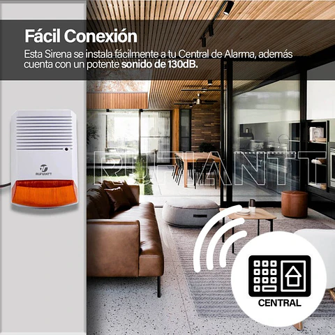 Sirena 50W 130db Alta Potencia En Sonido + Luz Para Alarmas Exterior Interior