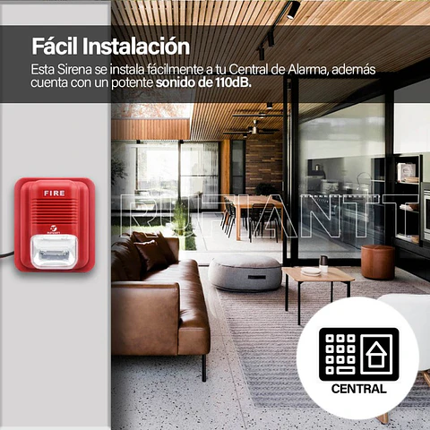 Sirena Incendio Alarma Emergencia Evacuación Con Luz Estroboscópica