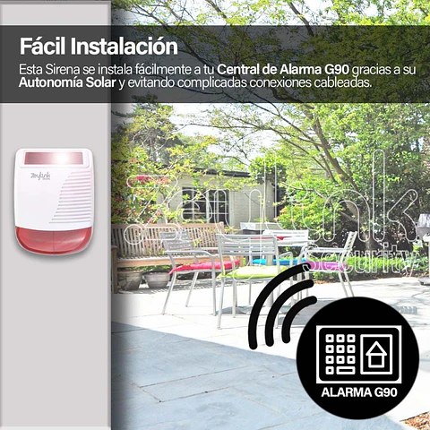 Sirena Alarma Solar Inalambrica Sensores Comunitaria Con Control