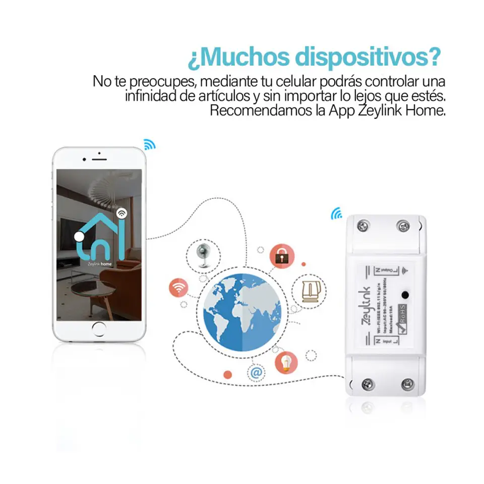 Interruptor Wifi Zeylink + Control Remoto Alexa Google Home Pack 2 U. 5
