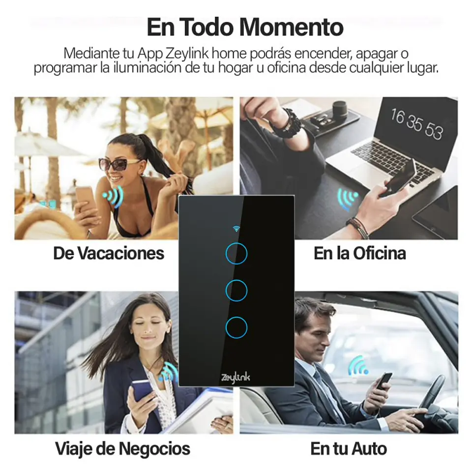 Interruptor Inteligente De Pared Wifi Triple 3Ch Con Neutro Tactil 5