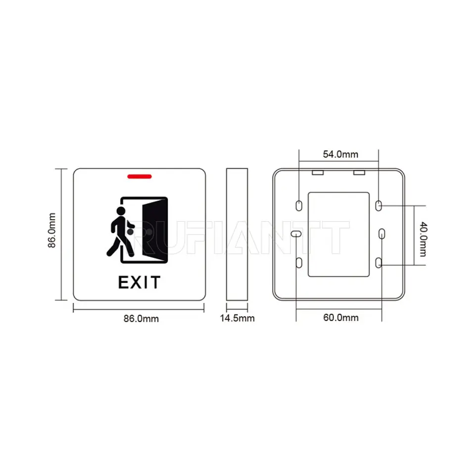 Boton Pulsador No Touch Ip68 Impermeable Led Negro Elegante No-Nc-Com 5