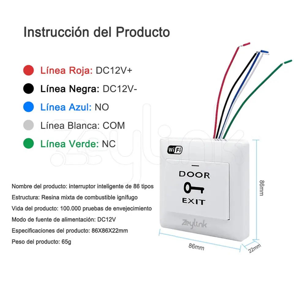 Pulsador Boton Salida Para Chapa Porton Wifi Alexa Google Zeylink 5