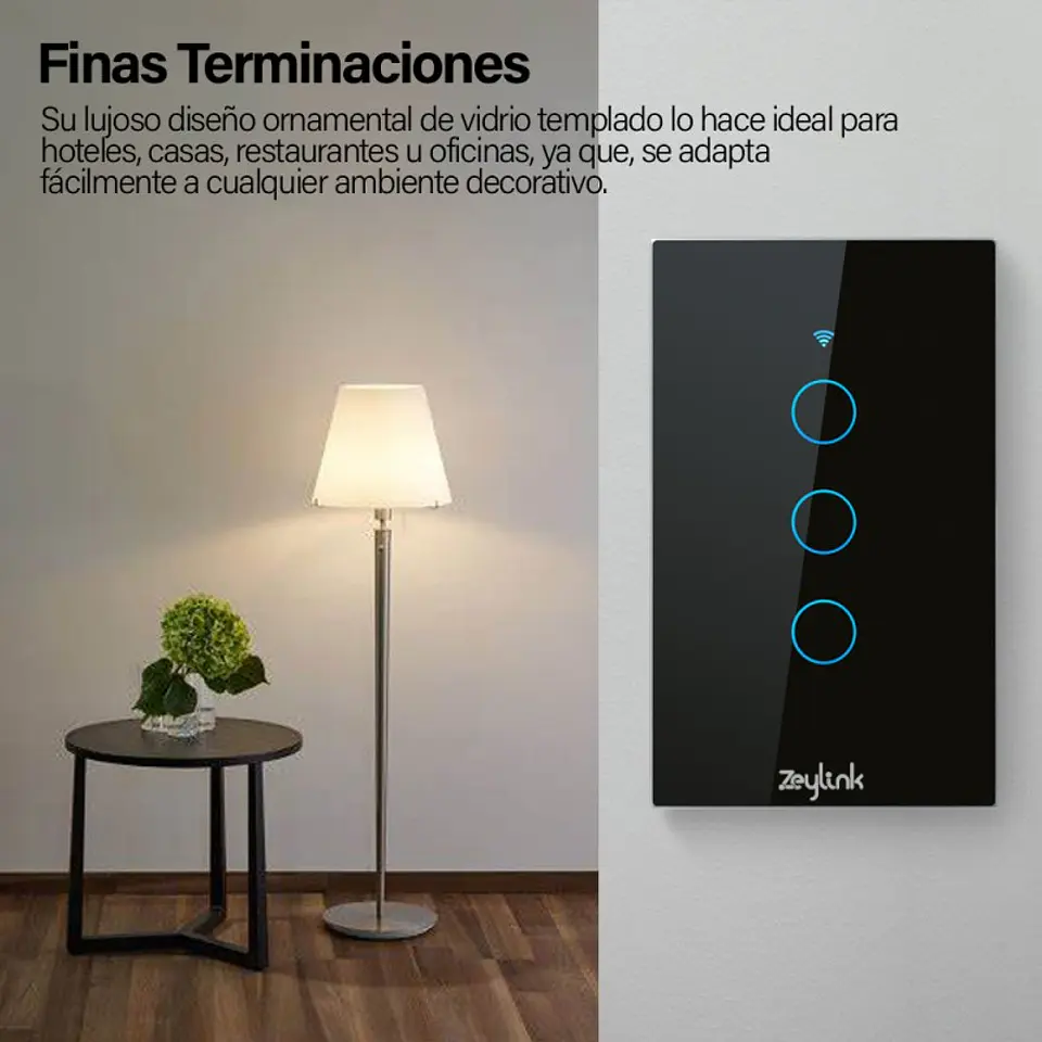 Interruptor Inteligente De Pared Wifi Triple 3Ch Con Neutro Tactil 7