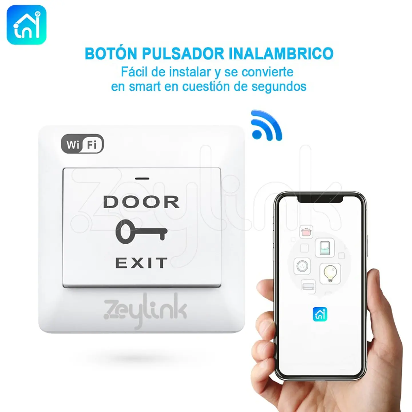 Pulsador Boton Salida Para Chapa Porton Wifi Alexa Google Zeylink 6